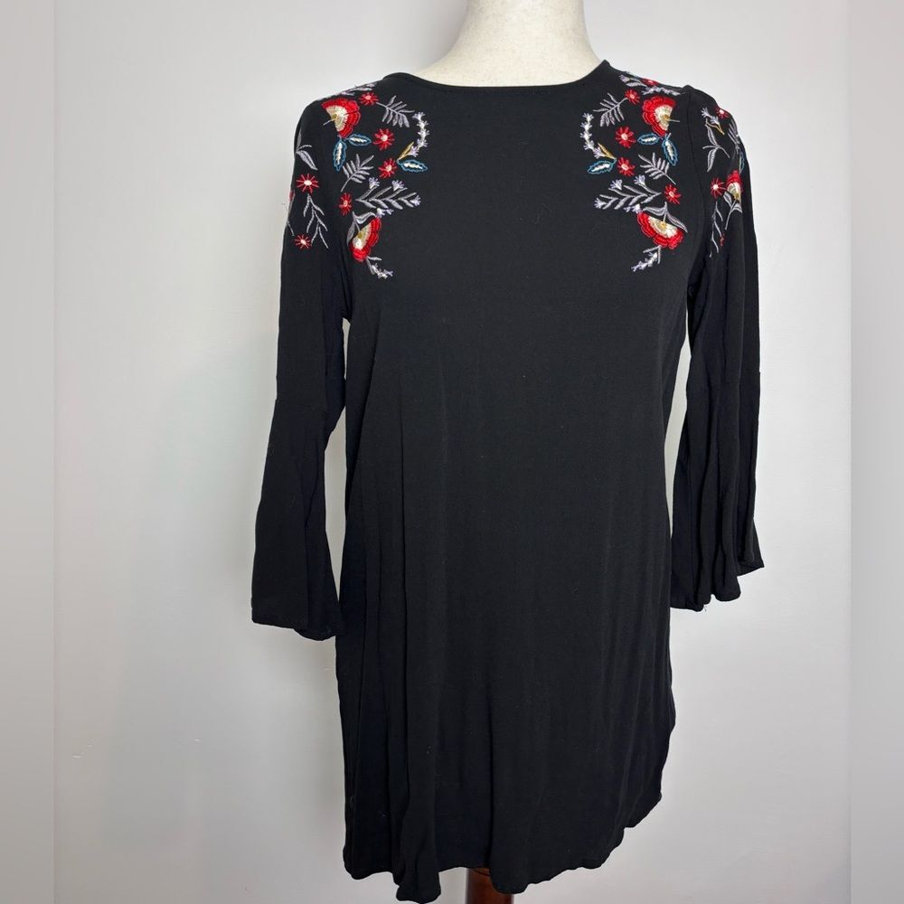 JACK by BB Dakota Embroidered Floral Black Dress XS